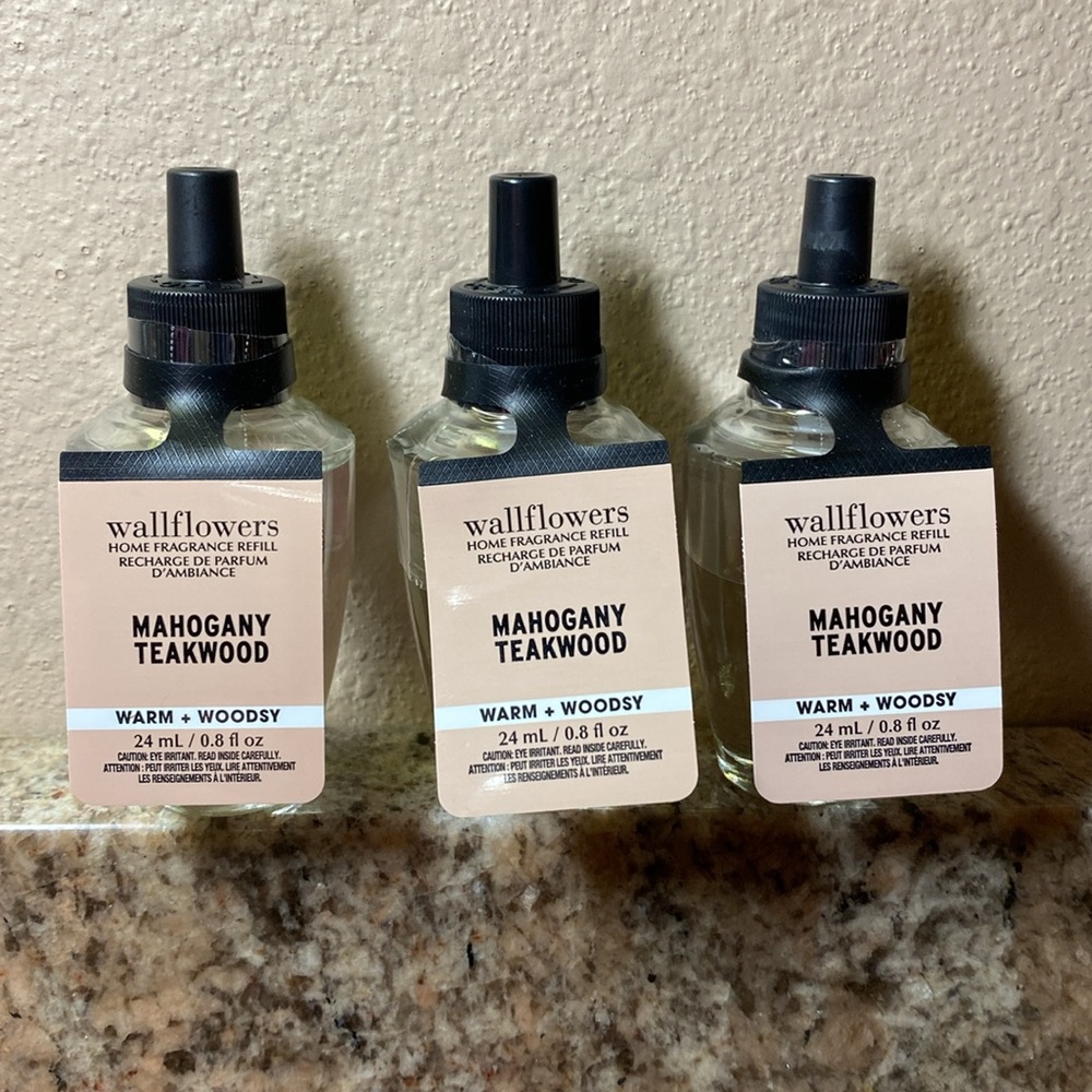 MAHOGANY TEAKWOOD, BBW / WB, (3)-Wallflower Home Fragrance Refills, NWT